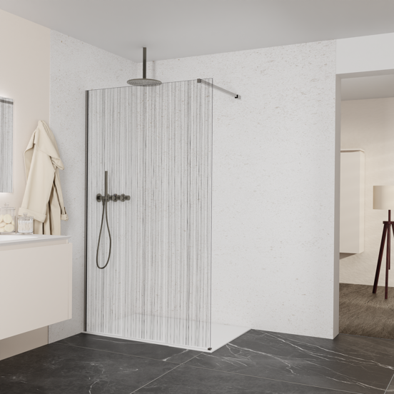 Balmani Modular Walk-In Dusche: 120 x 200 cm, Mikado, Profil Brushed GunMetal