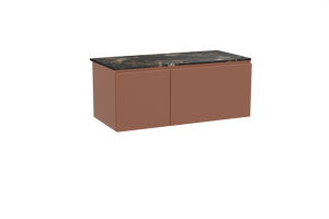 Balmani Sfera hängendes Möbelstück Set: 120 x 55 cm, Cotto, mit Stretto Einzel Waschtischplatte, Marmor Portoro Gold