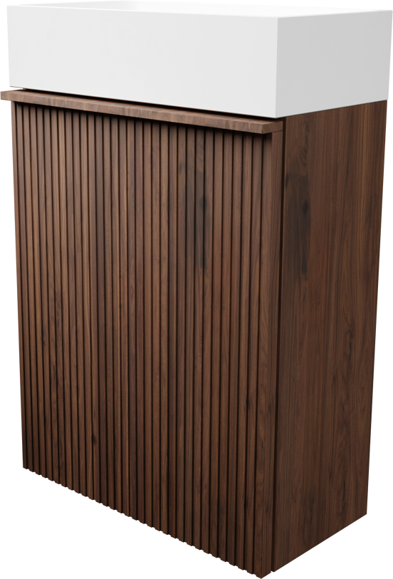 Balmani Forma zwevend toiletmeubel 42 x 21 cm amerikaans notenhout met Dama wastafel in matte Solid Surface