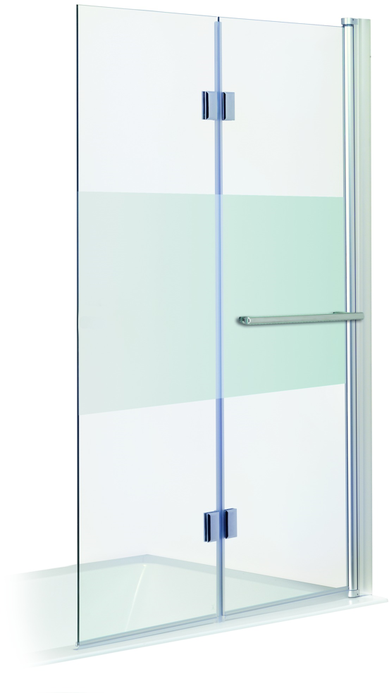 Luca Varess Cyrus dubbele badwand 70 cm + 50 cm helder glas met matte strook chroom profiel