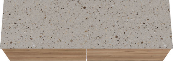 Balmani Lucida zwevend badkamermeubel 180 x 55 cm teak met Stretto enkel of dubbel tablet in terrazzo greige terrazzo