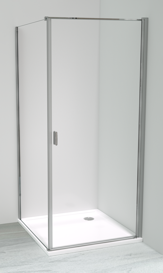 Luca Varess Romeo douchehoek met draaideur en vaste zijwand 90 x 90 cm helder glas glanzend chroom profiel