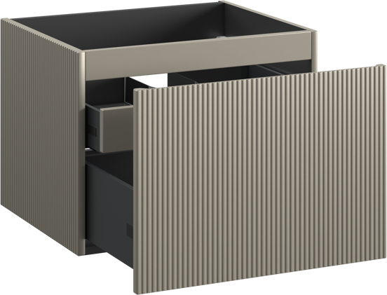 Storke Ribs meuble sous-vasque suspendu 65 x 52 cm soie grise 2 tiroirs