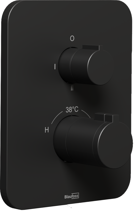 Blaufoss Smartbox Softline Thermostat-Duscharmatur: Unterputz, für 2 Verbraucher, Schwarz matt, Einbauelement inklusive