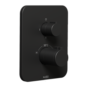 Blaufoss Smartbox Softline Thermostat-Duscharmatur: Unterputz, für 2 Verbraucher, Schwarz matt, Einbauelement inklusive