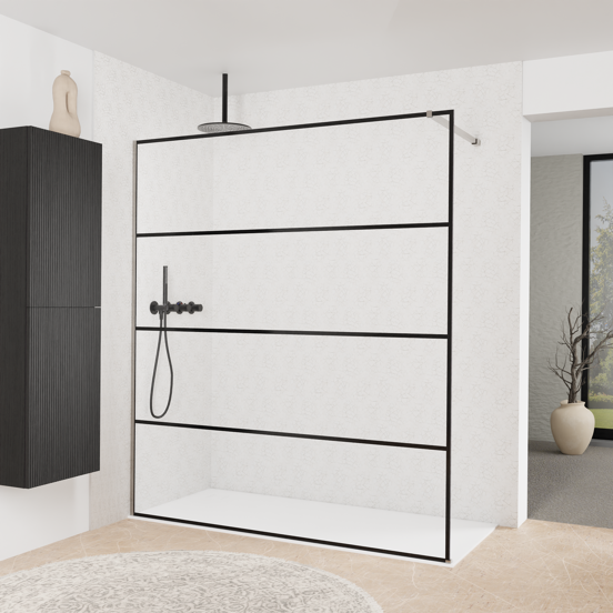 Balmani Modular inloopdouche: 180 x 200 cm, Lined, Brushed Inox profielen