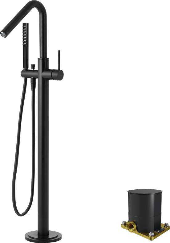 Blaufoss Round Move robinet de bain îlot avec douchette noir mat