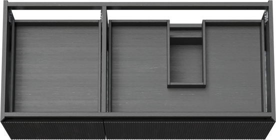 Balmani Fila hängender Waschbeckenunterschrank: 120 x 55 cm, asymmetrisch rechts, Eiche Schwarz, Furnierholz, 4 Schubladen