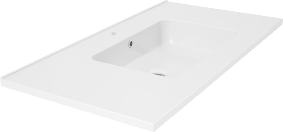 Linie Vano enkele wastafel glanzend composiet marmer 90 x 46 cm