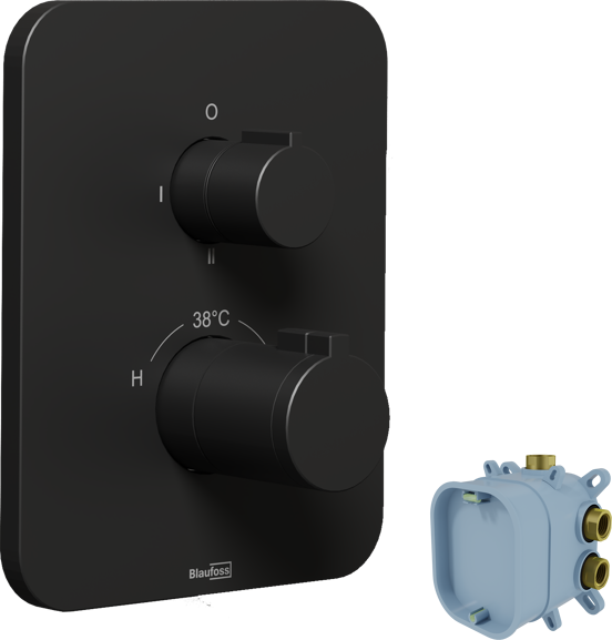 Blaufoss Smartbox Softline inbouw regendoucheset thermostatische kraan mat zwart