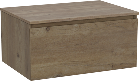 Storke Edge zwevend badkamermeubel 75 x 52 cm ruwe eik met Panton enkel tablet in melamine ruwe eik