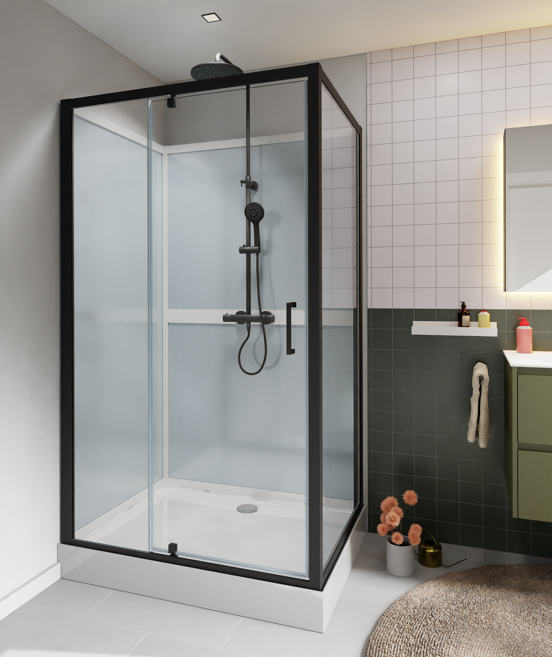 Luca Varess Talan rechthoekige douchecabine met draaideuren 90 x 120 cm helder glas mat zwart profiel