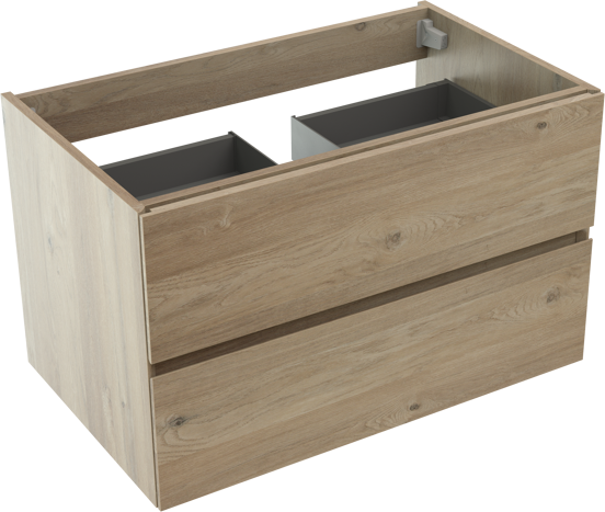 Storke Edge meuble sous-vasque suspendu 85 x 52 cm chêne brut 2 tiroirs