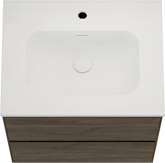 Balmani Mitra Compact meuble salle de bains suspendu 60 x 46 cm chêne brut avec Nostra plan simple en porcelaine blanc mat
