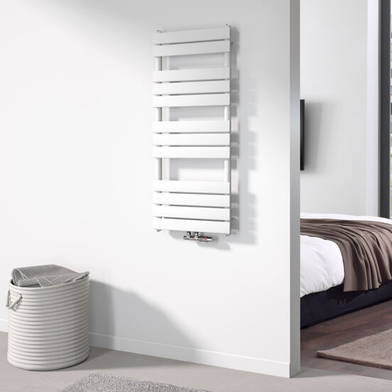 Vipera Vulcan sèche-serviettes simple 50 x 120 cm chauffage électrique blanc mat raccordement latéral et central 673W, résistance incluse