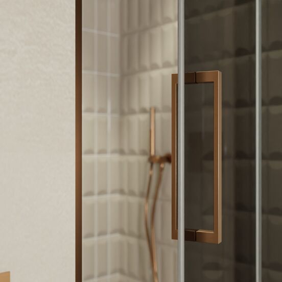 Balmani Senses Design porte pivotante à droite 100 cm x 210 cm verre fumé, Profil Brushed Rosegold, coating inclus
