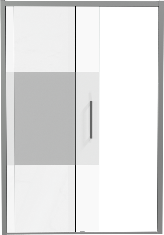 Luca Varess Senses linkse douche schuifdeur 140 x 200 cm helder glas met matte strook glanzend chroom profiel