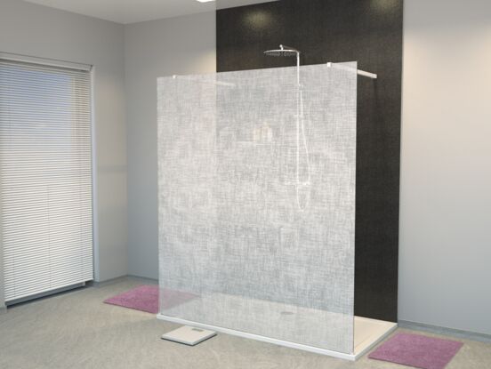 Balmani Modular inloopdouche met vrijstaande wand 180 x 200 cm linnen wit glas glanzend chroom profiel