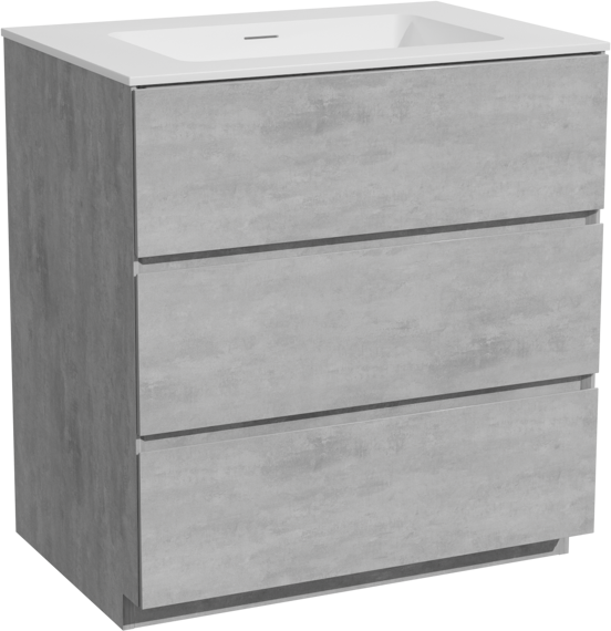 Storke Edge meuble salle de bains à poser 75 x 52 cm béton gris foncé avec Mata plan simple en solid surface blanc mat