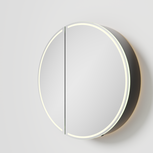 Balmani Mara spiegelkast Rond Ø 70 mat zwart met spiegelverlichting en anti-damp