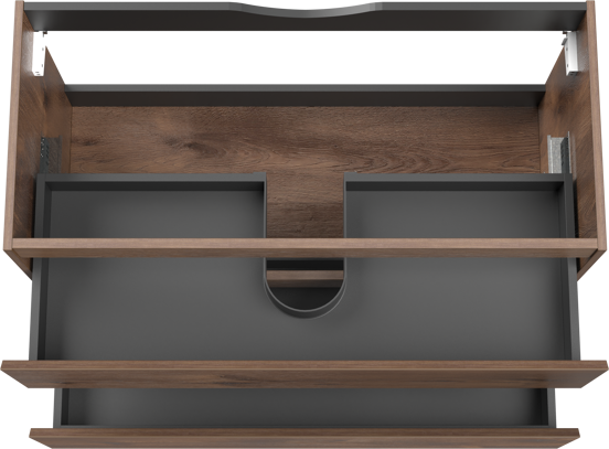 Linie Lado zwevende wastafelonderkast 100 x 46 cm bruine eik 2 lades