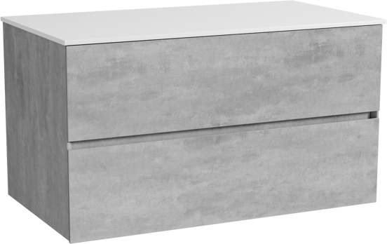 Storke Edge zwevend badkamermeubel 95 x 52 cm beton donkergrijs met Tavola enkel tablet in solid surface mat wit