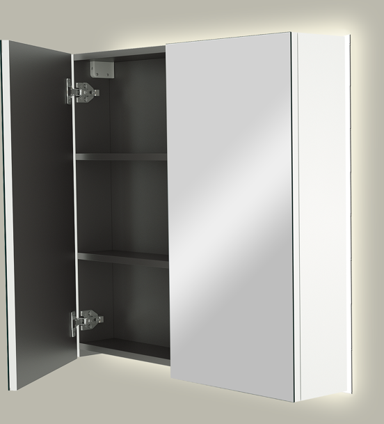 Linie Montro spiegelkast 80 x 75 cm glanzend wit met spiegelverlichting