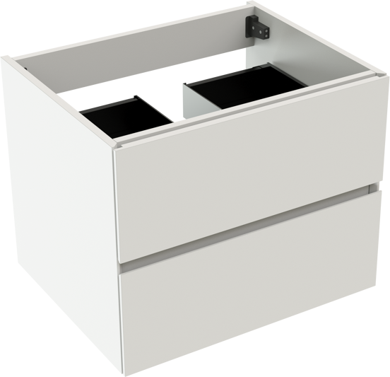 Storke Edge hängender Waschbeckenunterschrank: 65 x 52 cm, Weiß matt, 2 Schubladen
