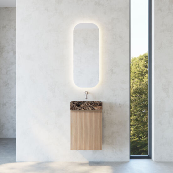 Balmani Giro Arcato afgeronde hoeken toiletspiegel 36 x 90 cm met spiegelverlichting