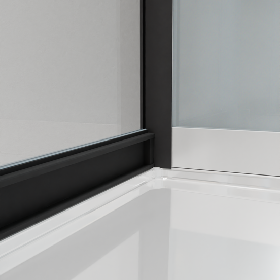 Luca Varess Talan cabine de douche avec portes coulissantes 90 x 90 cm verre transparent profil noir mat