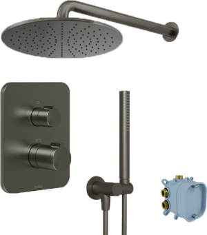 Blaufoss Smartbox Softline Duschsystem: Unterputz, inkl. Thermostat-Duscharmatur, Brushed Gunmetal