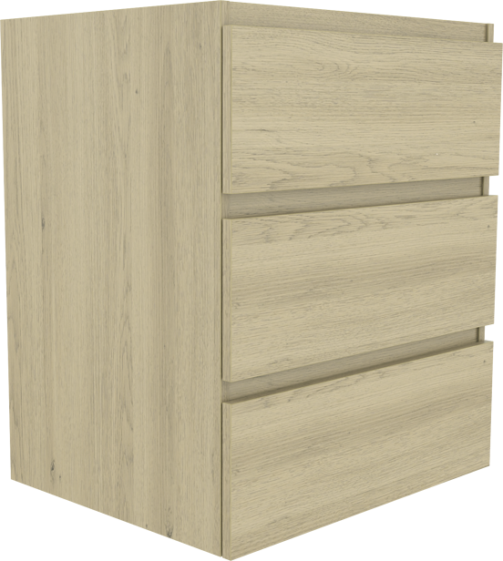 Balmani Lucida stehender Waschbeckenunterschrank: 67,5 x 55 cm, Eiche verwittert, 3 Schubladen