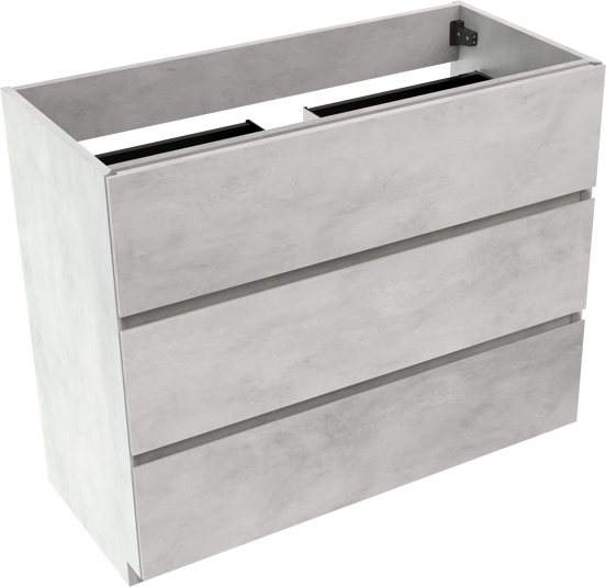 Storke Edge meuble sous-lavabo a poser 100 x 46 cm béton gris argent 3 tiroirs