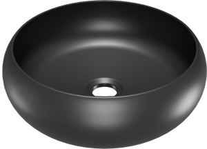 Luca Varess Vita Aufsatzwaschbecken: Schwarz matte Keramik, rund, Ø 36 cm