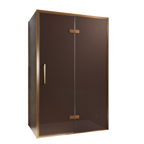 Balmani Senses Design douche d'angle avec porte pivotante à droite et paroi latérale fixe, 120 x 100 cm, Bronze, Profil Brushed Rosegold