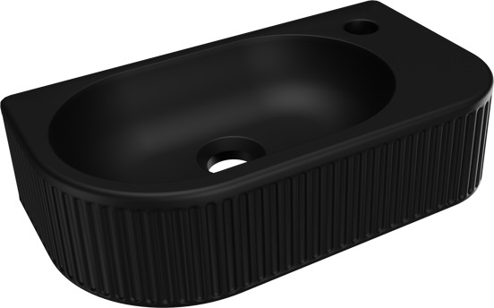 Luca Varess Rondo Ribs handenwasser 41 x 22 cm mat zwarte porselein