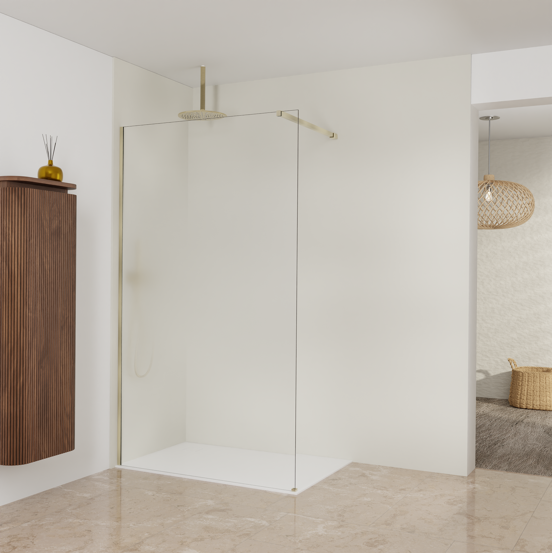 Balmani Modular douche à l'italienne: 120 x 200 cm, Permafrost, avec coating, Profil Brushed Champagne Gold