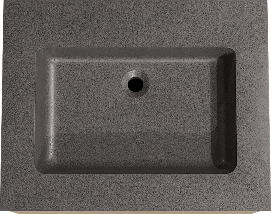 Storke Edge meuble salle de bains suspendu 65 x 52 cm chêne brut avec Scuro plan simple en quartz noir mat
