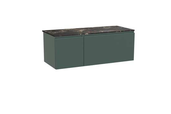 Balmani Sfera meuble salle de bains suspendu 135 x 55 cm forest avec Stretto tablette simple ou double en marbre portoro gold