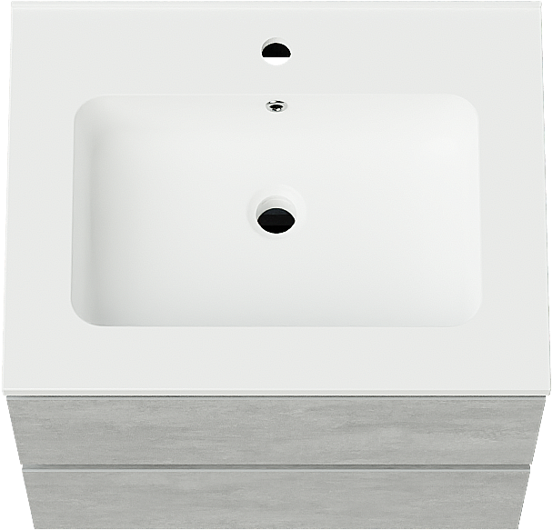 Linie Lado meuble salle de bains suspendu 60 x 46 cm béton gris foncé avec Vano plan simple en marbre composite blanc mat