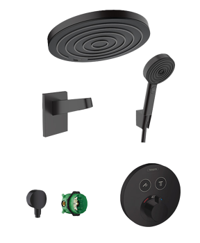Hansgrohe Showerselect S thermostatische kraan Inbouw regendoucheset met regendouchekop 26cm mat zwart