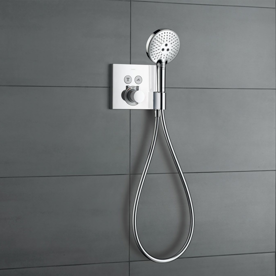 Hansgrohe Showerselect S Square thermostat de douche encastré avec support douchette 2 fonctions chrome brillant