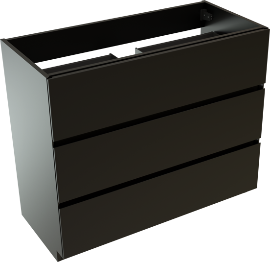 Storke Edge meuble sous-vasque a poser 100 x 46 cm noir mat 3 tiroirs