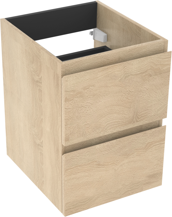 Linie Lado zwevend badmeubel 100 x 46 cm wit eiken met Lado enkel of dubbel wastafelblad in melamine grijze leisteen