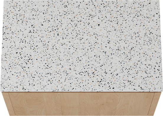 Balmani Eclips hängendes Möbelstück Set: 90 x 55 cm, Eiche Natur, mit Stretto Einzel Waschtischplatte Bianco Nero Terrazzo