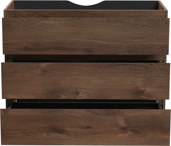 Linie Lado meuble sous-vasque a poser 100 x 46 cm chêne brun 3 tiroirs