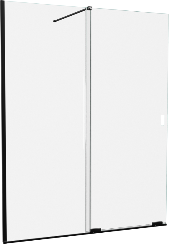 Balmani Move Walk-In-Dusche mit Schiebetür 160 x 200 cm, Klarglas, matt schwarz Profil