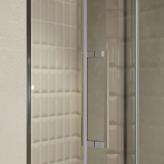 Balmani Senses Design porte pivotante à droite 120 cm x 210 cm verre Miroir Reflex, Profil chrome, coating inclus