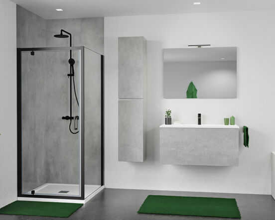 Luca Varess Vidor douchehoek met draaideur en vaste zijwand 90 x 90 cm helder glas mat zwart profiel