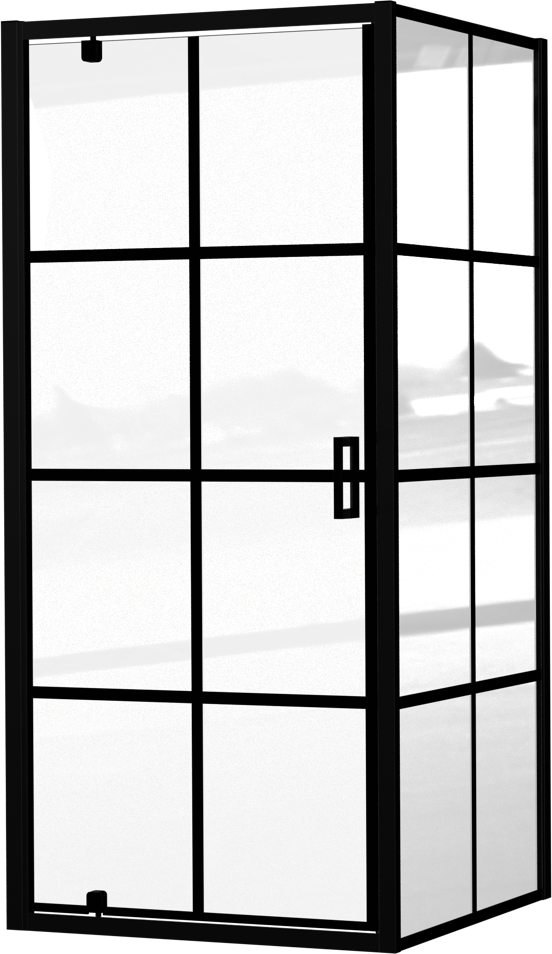 Luca Varess Vidor douchehoek met draaideur en vaste zijwand 90 x 90 cm Square glas mat zwart profiel